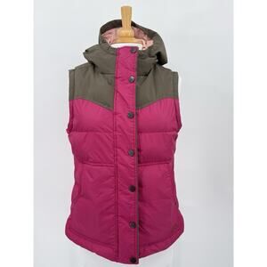 Stio Woodson Goose Down Puffer Vest Jacket Women’s Size Medium Magenta Hooded